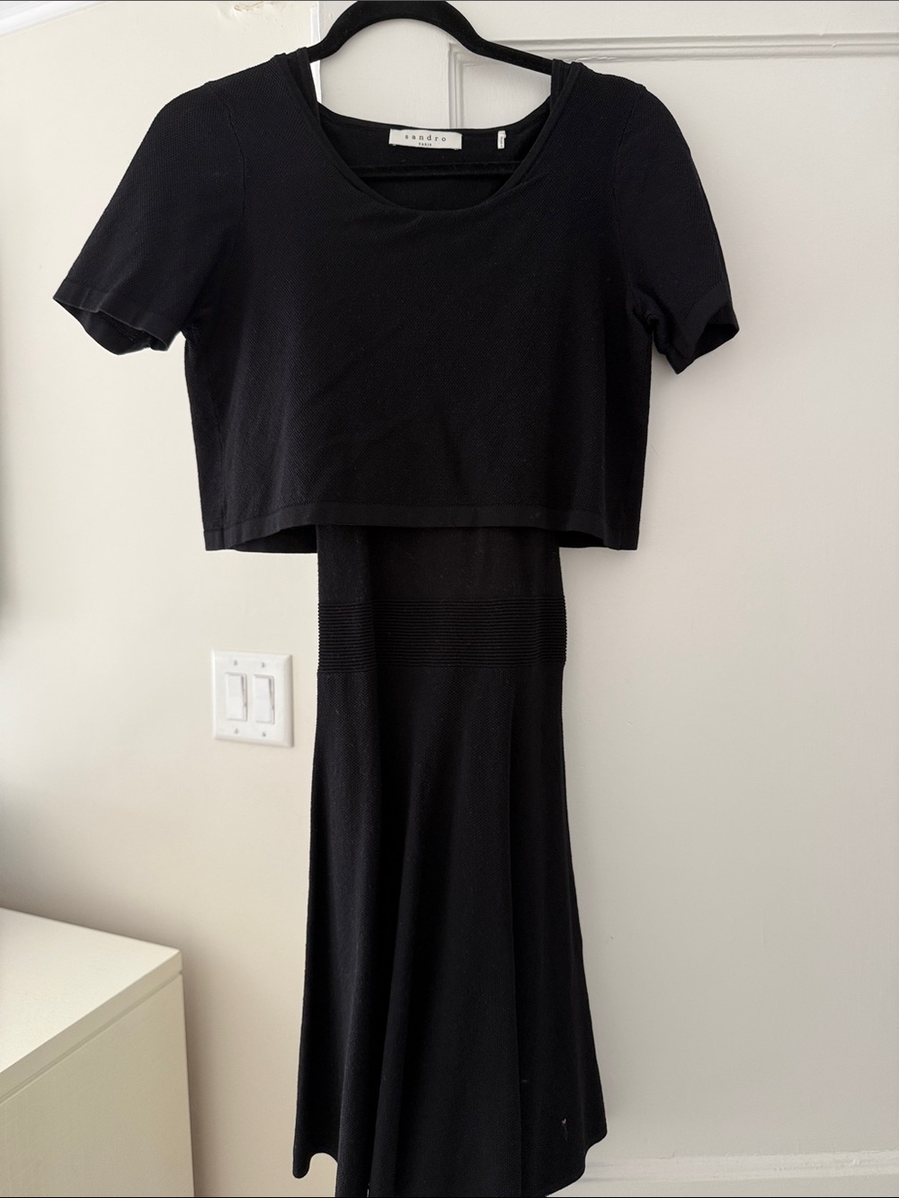Sandro Black Knit Midi Dress